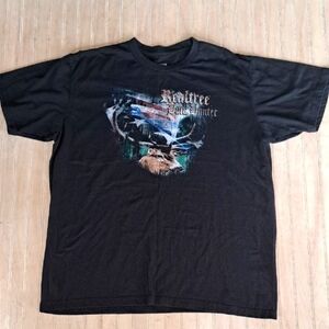 Realtree Buck Hunter Graphic T-Shirt Black Patriotic Deer Causal Everyday Tee